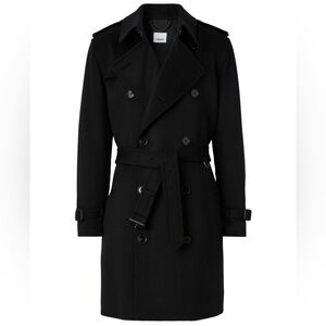 Burberry mid length men’s wool cashmere Kensington trench coat
